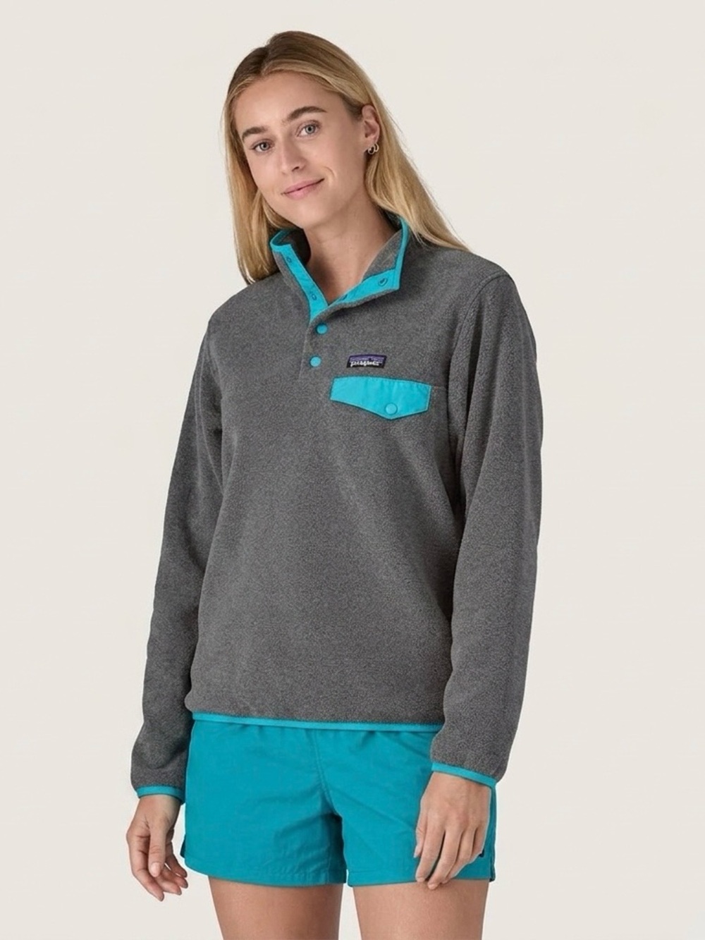 Women's Patagonia Lightweight Synchilla Snap-T Fleece Pullover Grey Size Medium